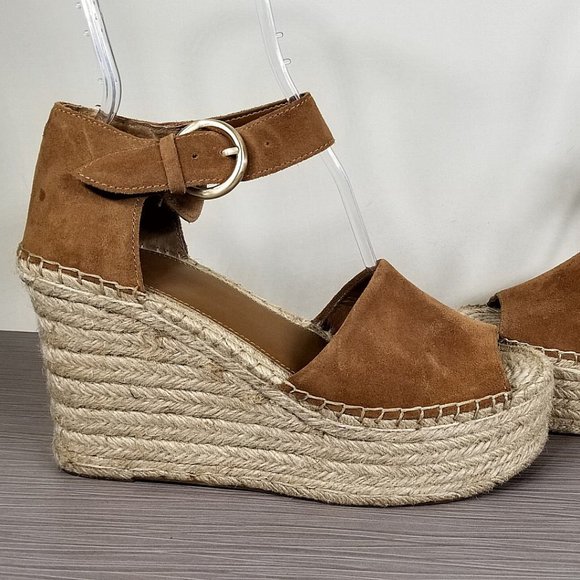 Marc Fisher LTD Alida Espadrille Platform Wedge, Brown Suede, Womens Size 9.5 M - Picture 7 of 11